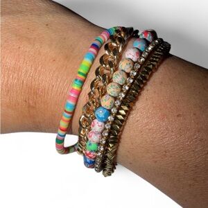 Victoria Emerson Colorful Beaded and Gold Bracelet